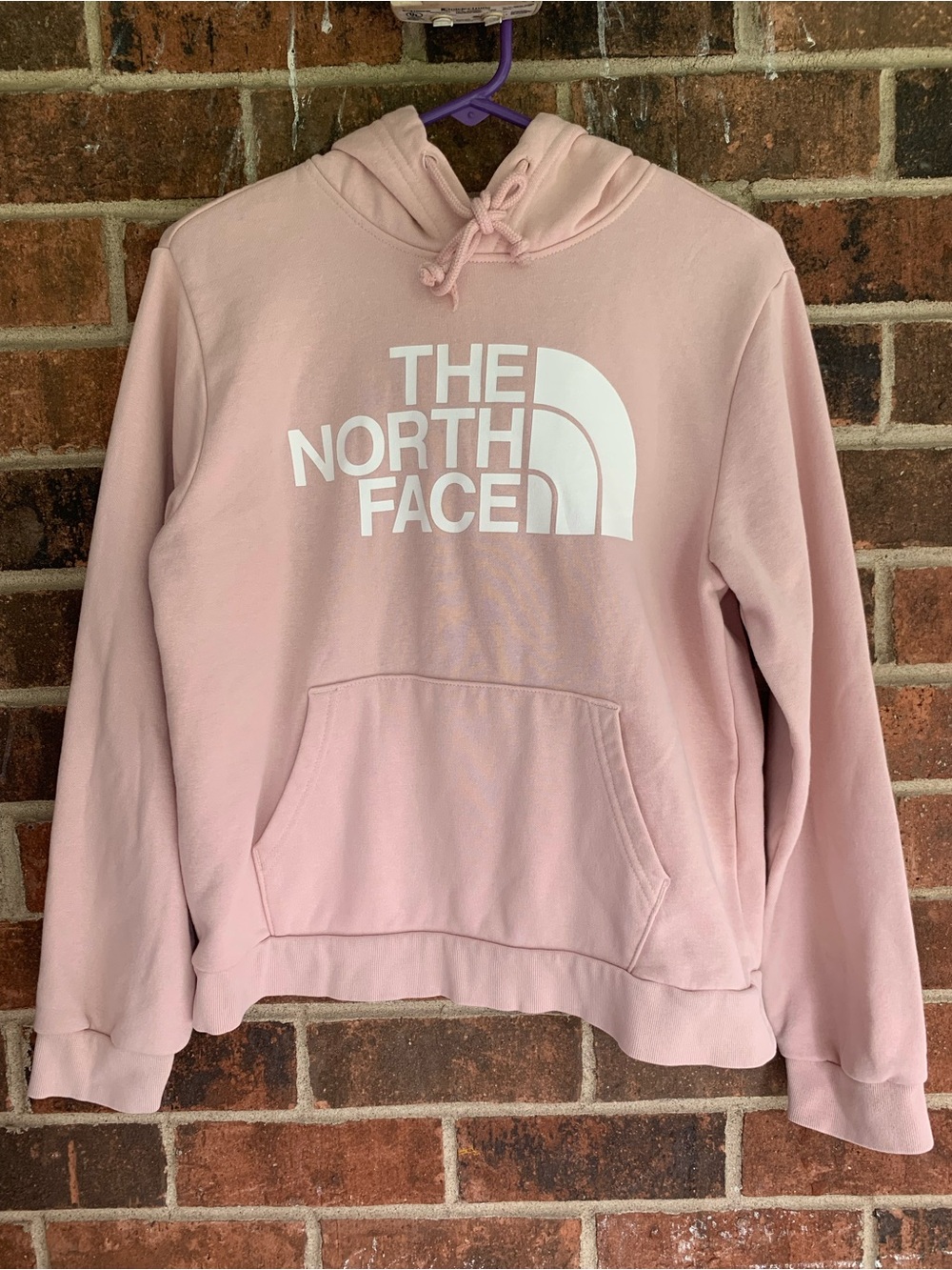 The North Face Light Pink Pullover Hoodie with White Logo